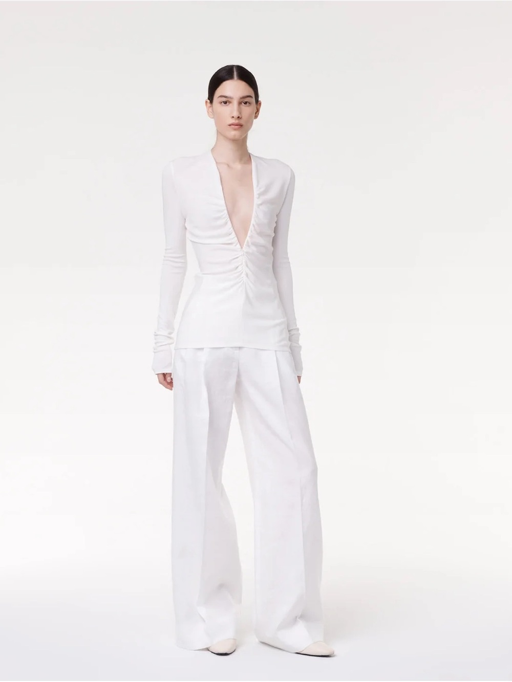 Minimalist Wide-Leg White Palazzo Trousers